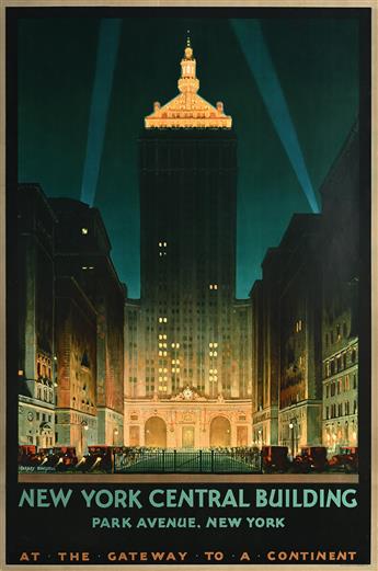 CHESLEY BONESTELL (1888-1986) New York Central Building / At the Gateway to a Continent. Circa 1929.                                             